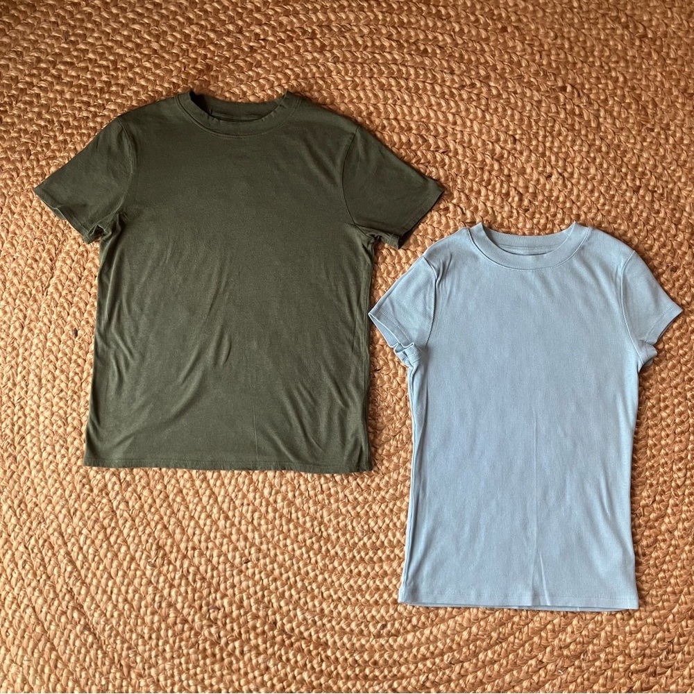 Set of 2 a new day Women's Crew Neck, Short Sleeve T-shirts, Blue and Green